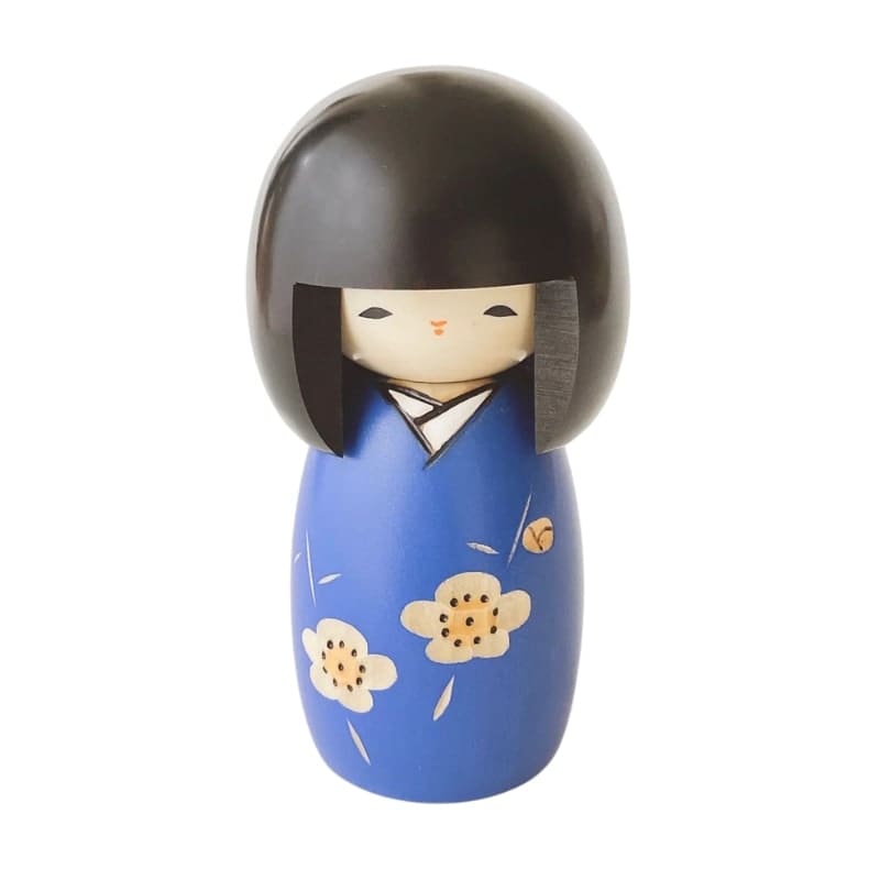 Bambola Kokeshi Kaika blu