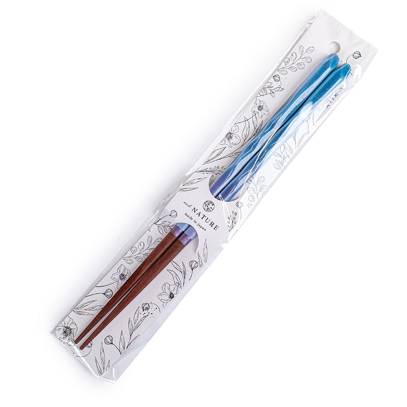 Bastoncini giapponesi ondulati blu glitterati