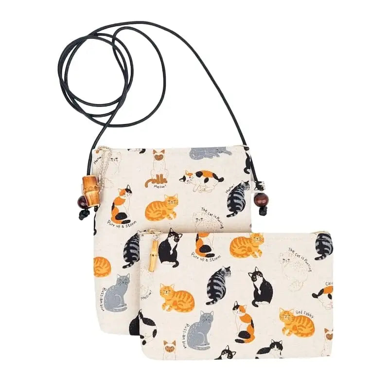 Borsa a tracolla con gatti giapponesi