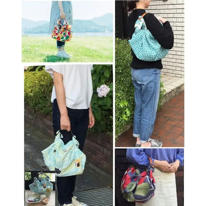 Borsa Furoshiki con manico in pelle