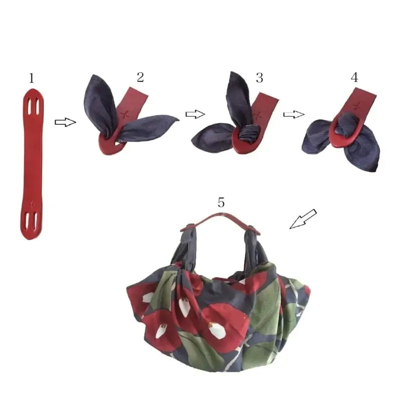 Borsa Furoshiki con manico in pelle