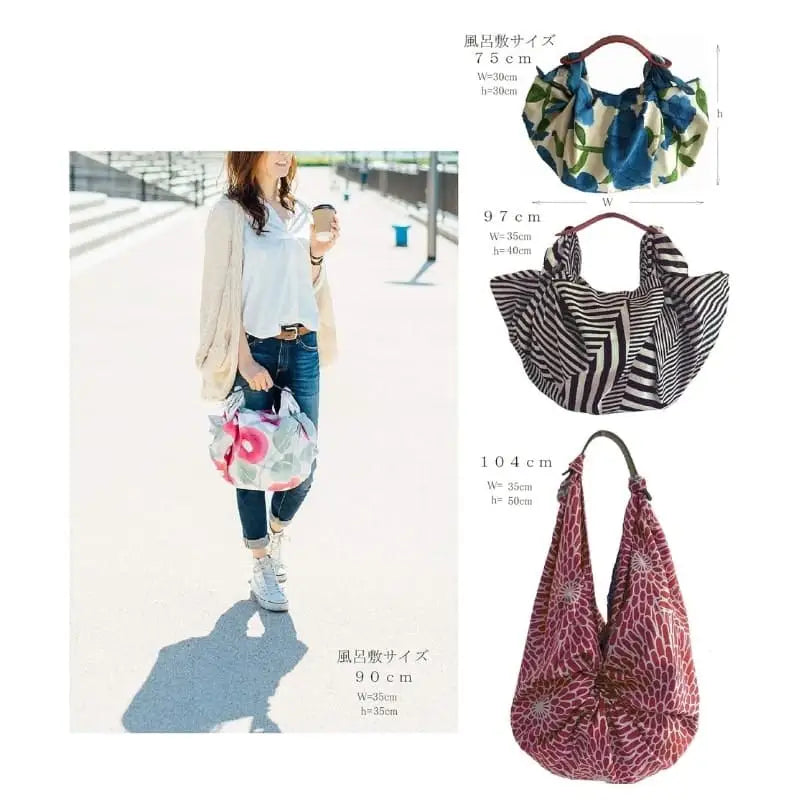 Borsa Furoshiki con manico in pelle