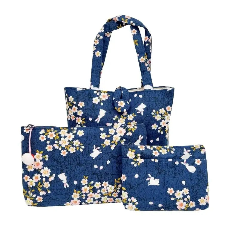 Borsa giapponese Usagi Sakura Blu