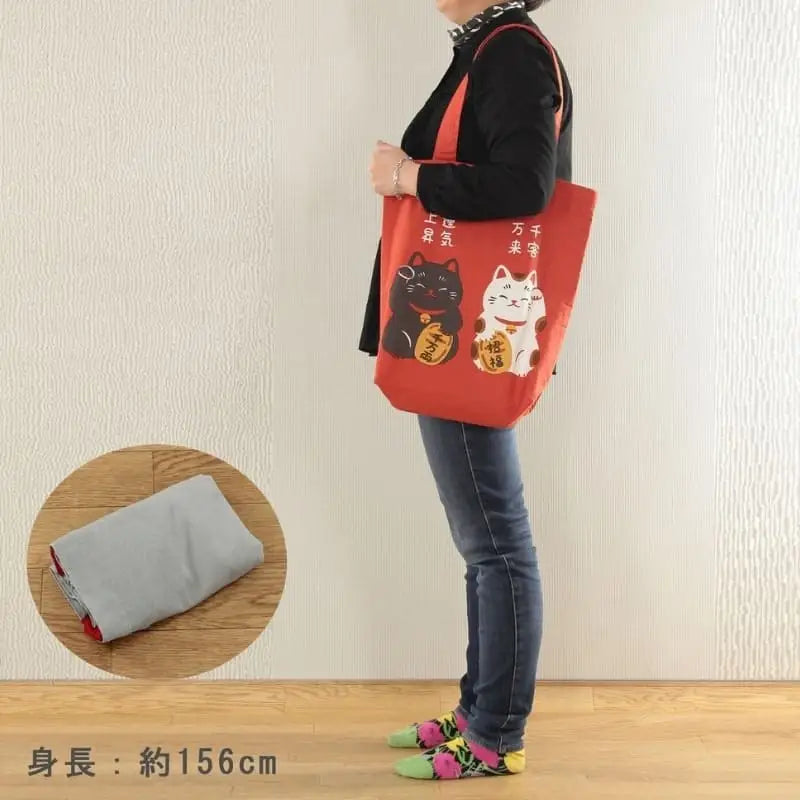 Borsa Tote Rosso Maneki Neko Shōfuku