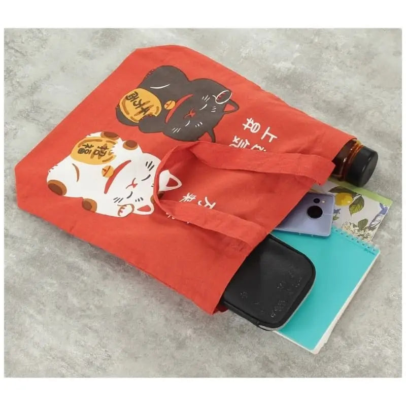 Borsa Tote Rosso Maneki Neko Shōfuku