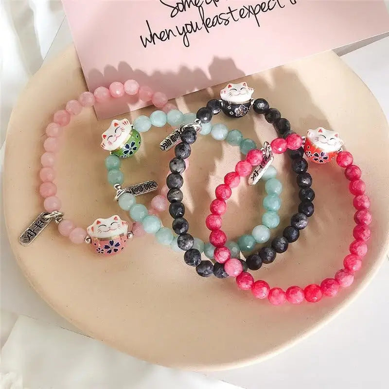 Bracciale Maneki Neko - Perle