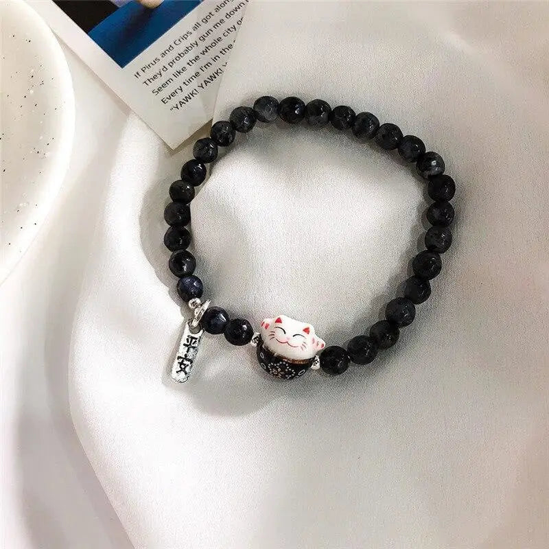 Bracciale Maneki Neko - Perle - Nero