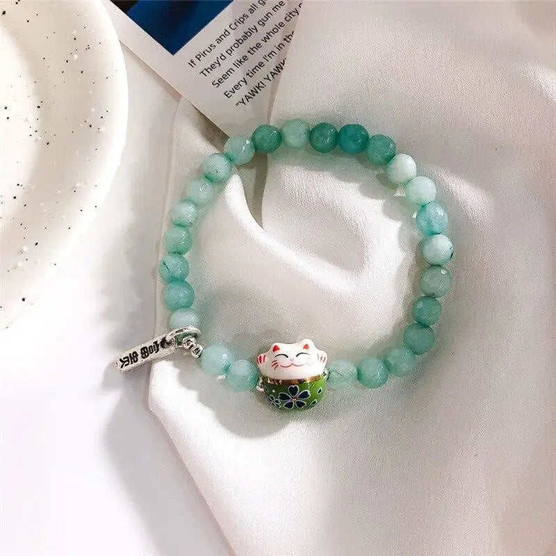 Bracciale Maneki Neko - Perle - Verde