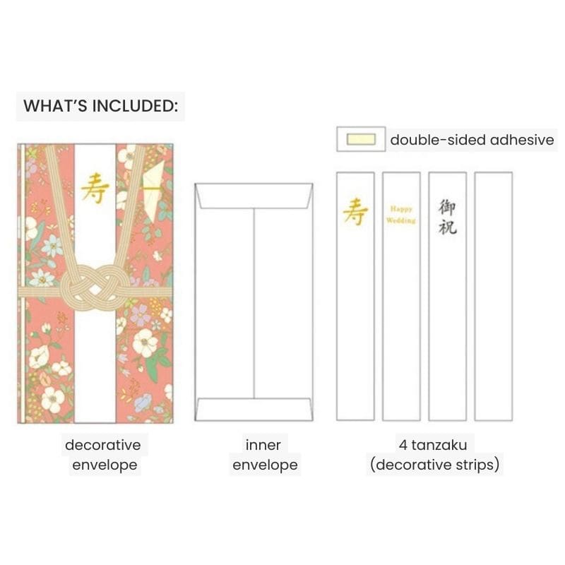 Busta giapponese a fiori rosa Shugi-bukuro