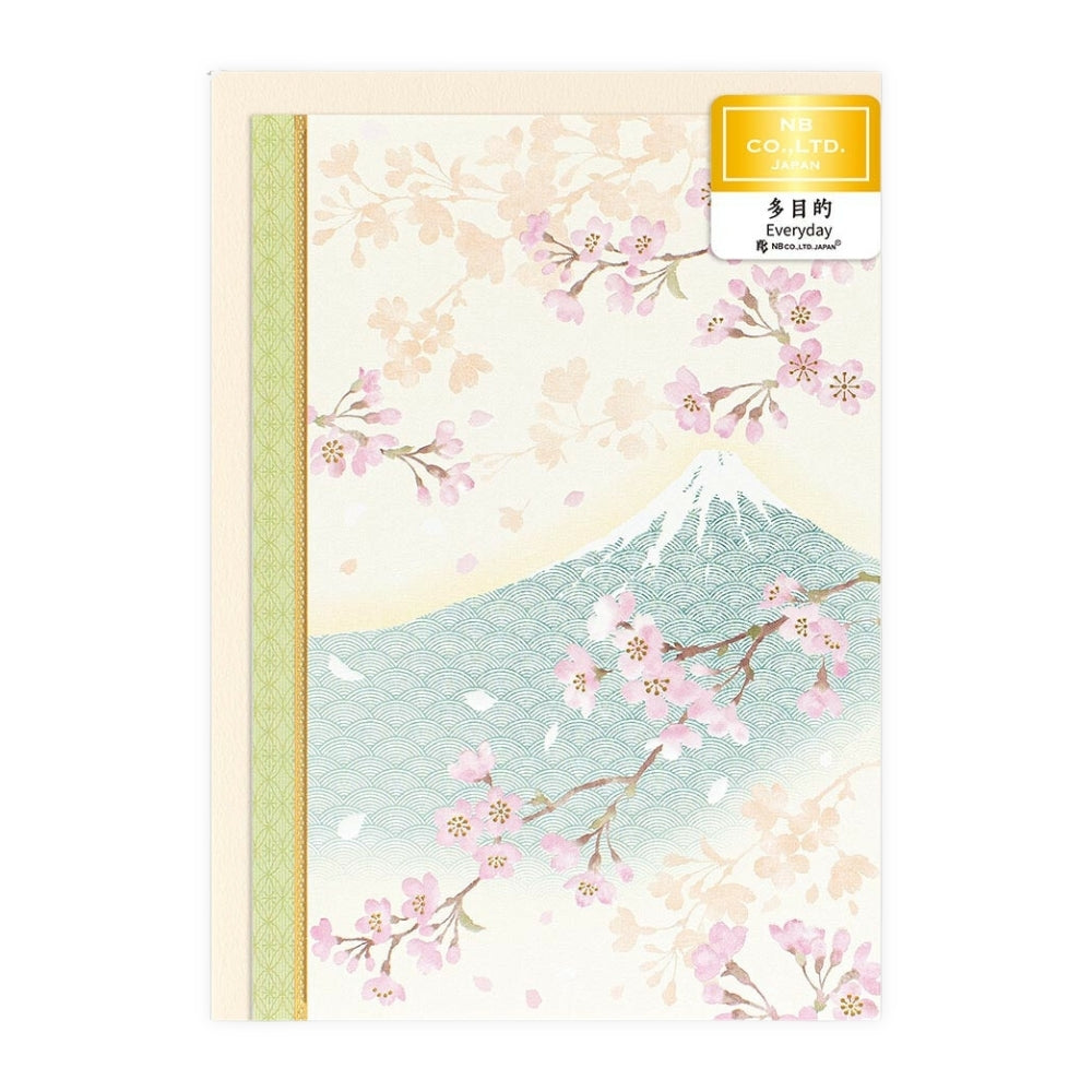 Cartolina Giapponese - Monte Fuji & Fiori di Ciliegio