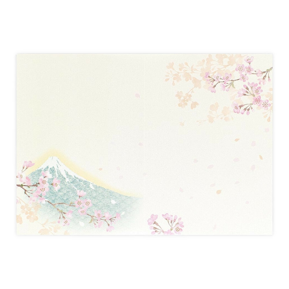Cartolina Giapponese - Monte Fuji & Fiori di Ciliegio