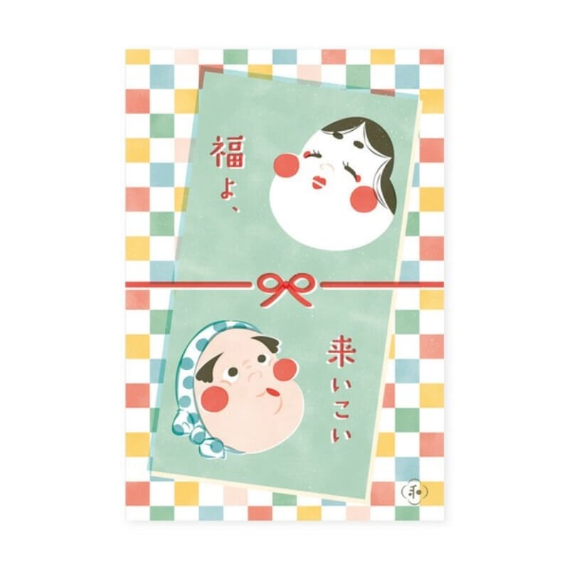 Cartolina giapponese Otafuku & Hyottoko