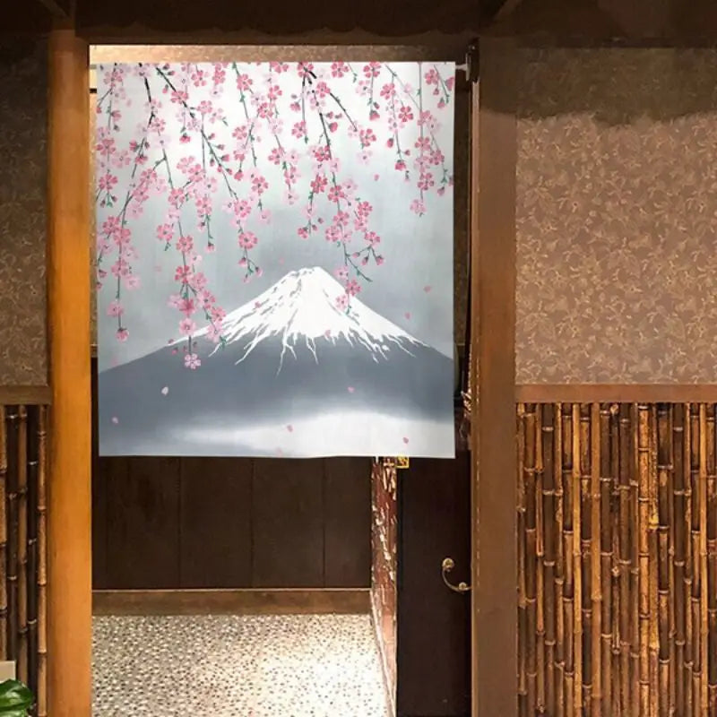 Noren Cherry & Fuji giapponese - 85 x 90 cm