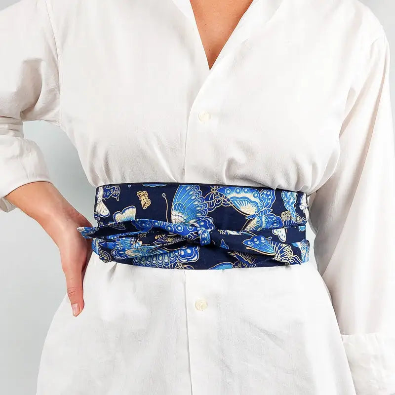 Cintura Obi a farfalla blu navy - S