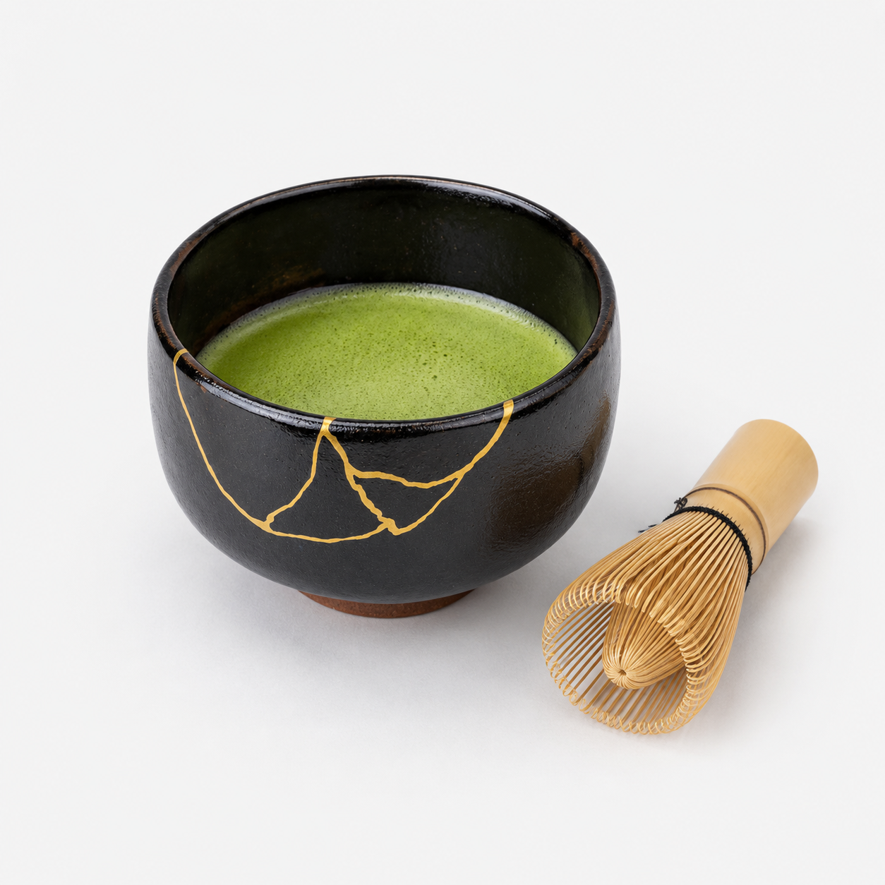 Ciotola Matcha Giapponese – Nera Kintsugi