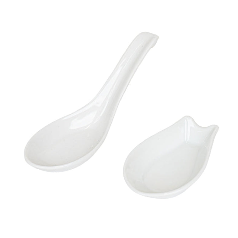 Cucchiaio Ramen Giapponese con Supporto - Bianco