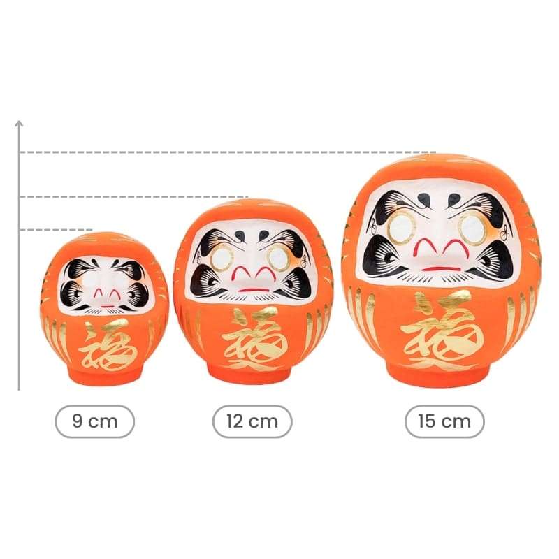 Daruma giapponese arancione - da 9 a 15 cm