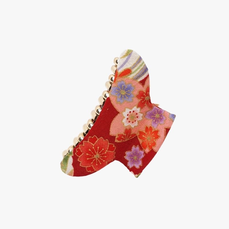 Fermaglio giapponese per capelli in tessuto rosso