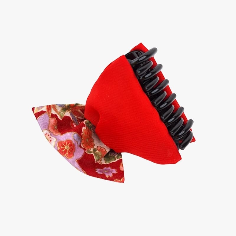 Fermaglio per capelli giapponese con fiocco rosso