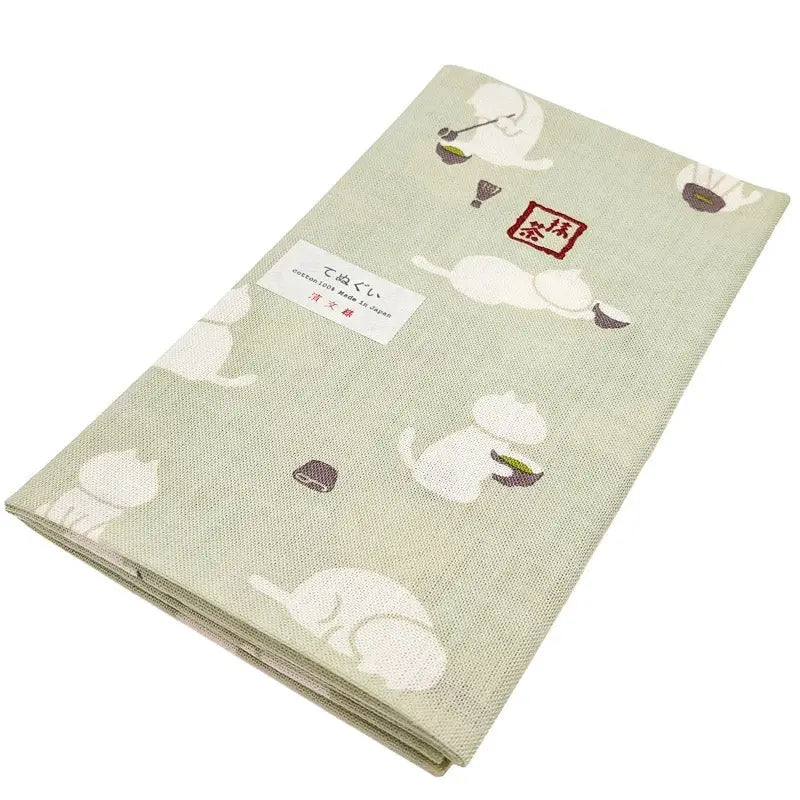 Gatto giapponese Matcha Tenugui