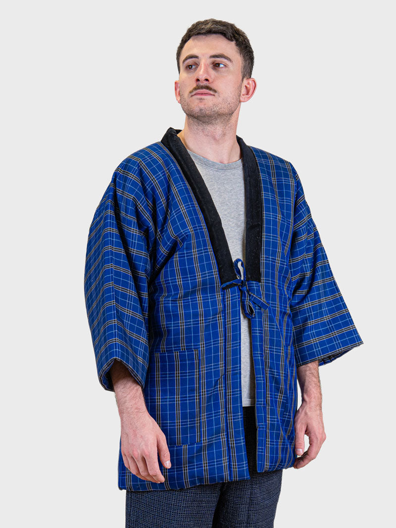 Giacca Hanten da Uomo – Quadri Kōshi Blu ML