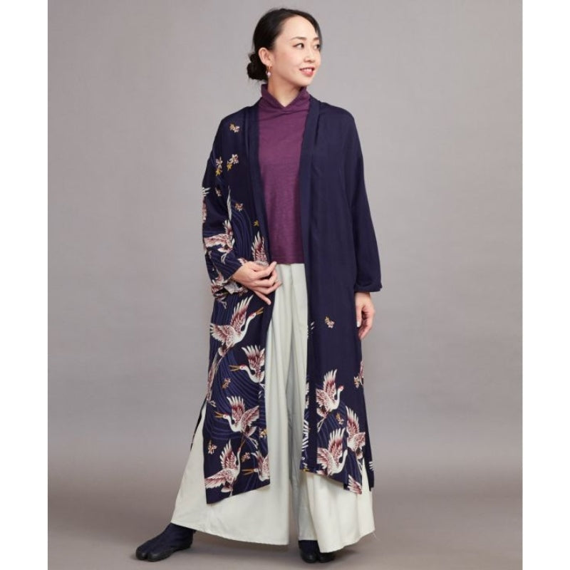 Kimono lungo da donna con gru