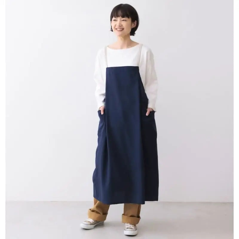 Grembiule lungo giapponese blu navy