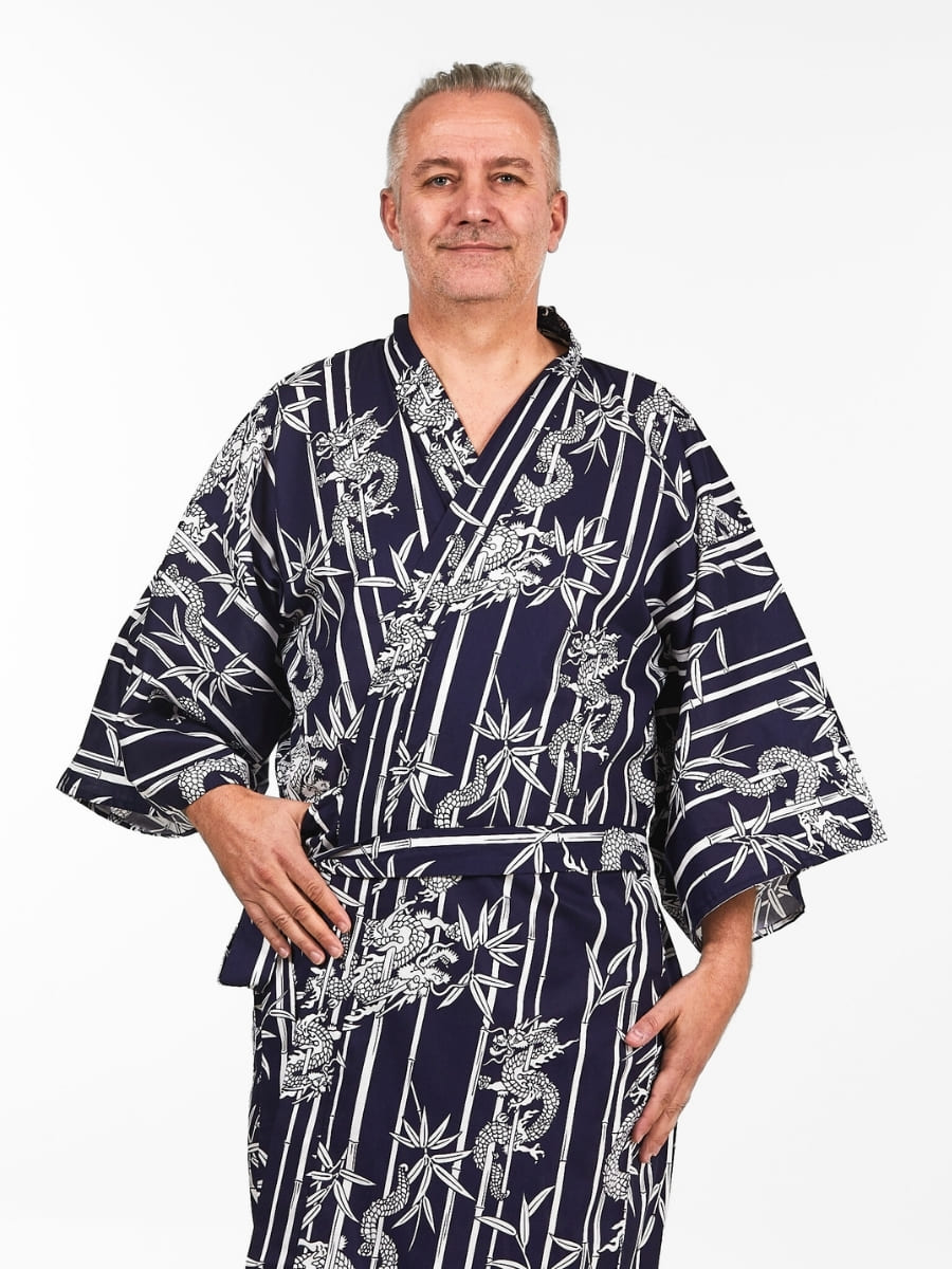 Happi Kimono Da Uomo In Bambù E Drago - Taglia unica