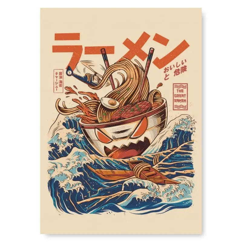 Il grande ramen di Kanagawa Poster giapponese - A3