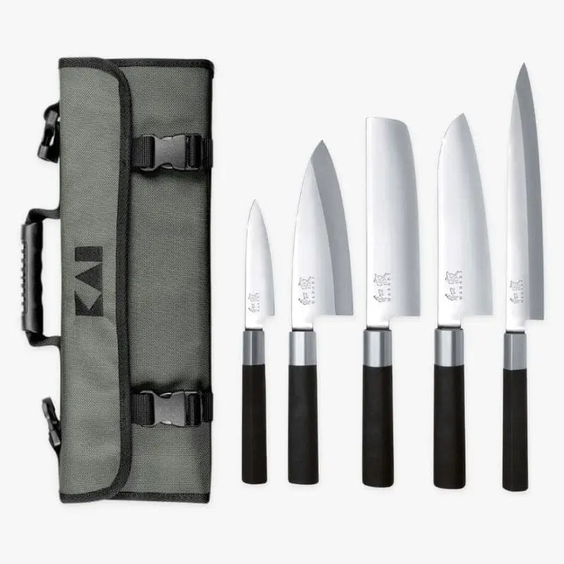 KAI Wasabi Nero 5 Custodia per coltelli giapponesi