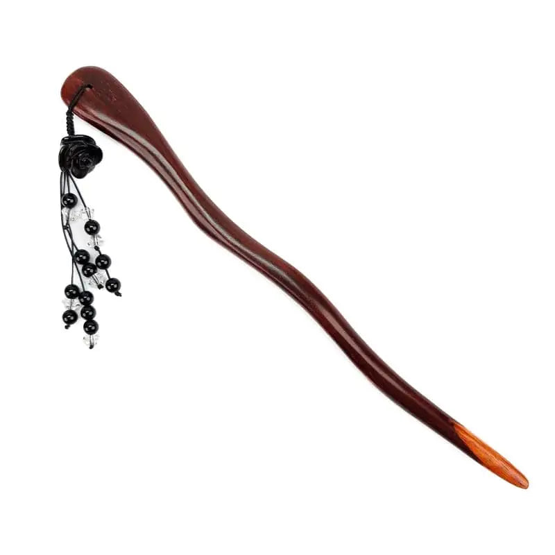 Kanzashi di legno a fiori neri