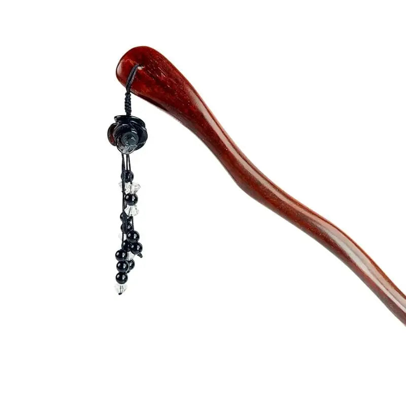 Kanzashi di legno a fiori neri