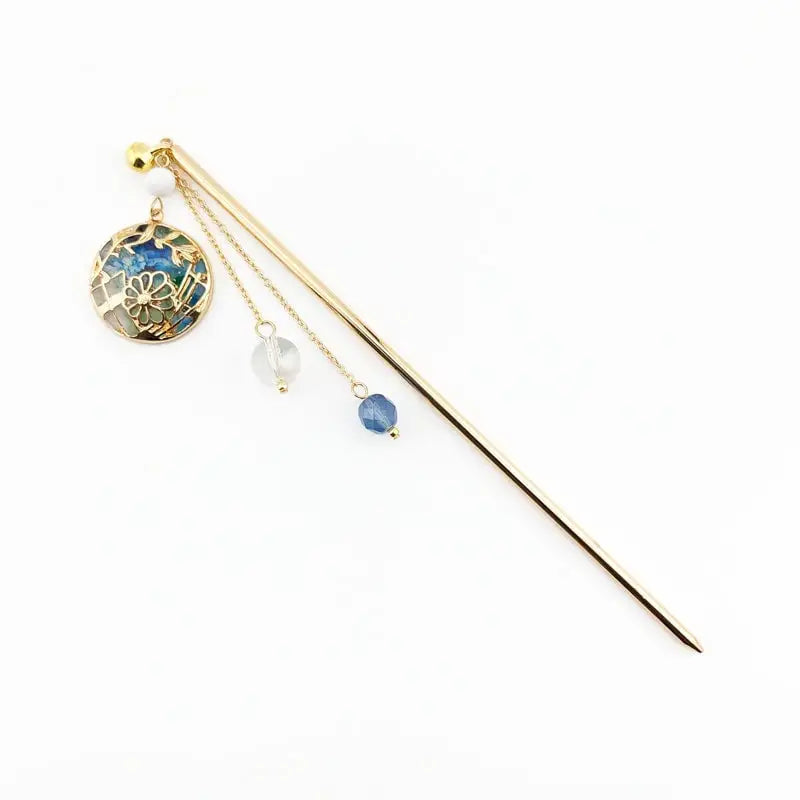 Kanzashi giapponese Temari blu