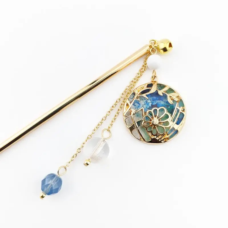 Kanzashi giapponese Temari blu
