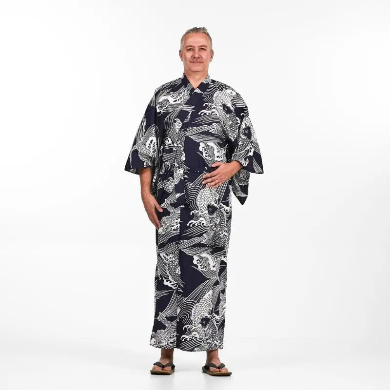 Kimono Carpe Koï Yukata da uomo - S