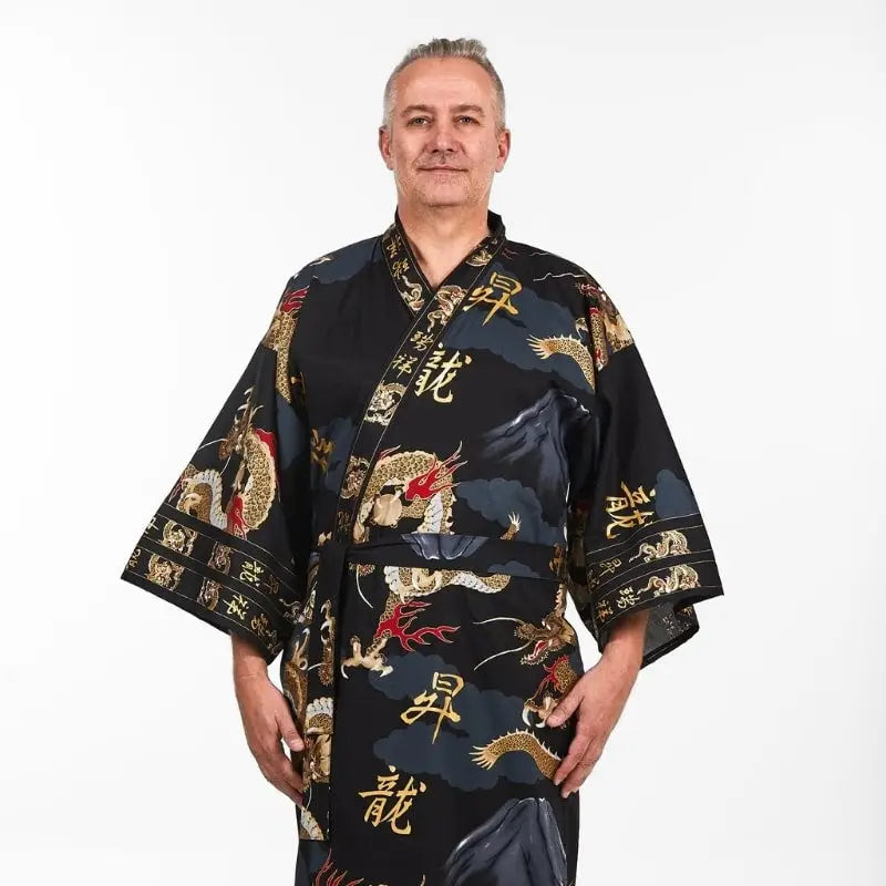Kimono da uomo con drago giapponese - Taglia unica