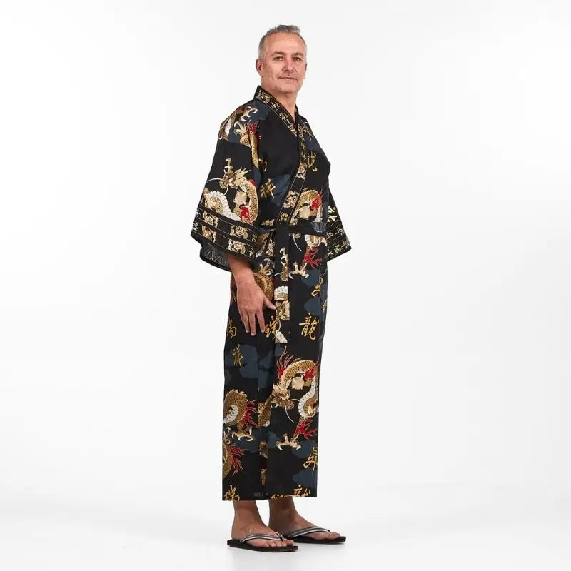 Kimono da uomo con drago giapponese - Taglia unica