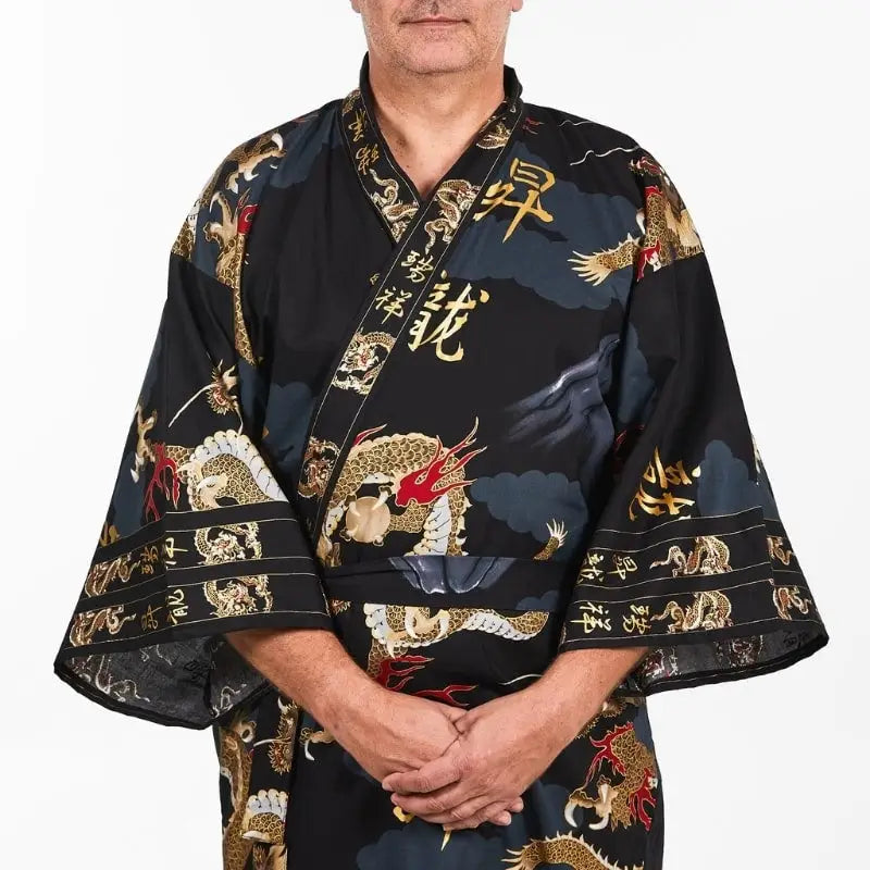 Kimono da uomo con drago giapponese - Taglia unica