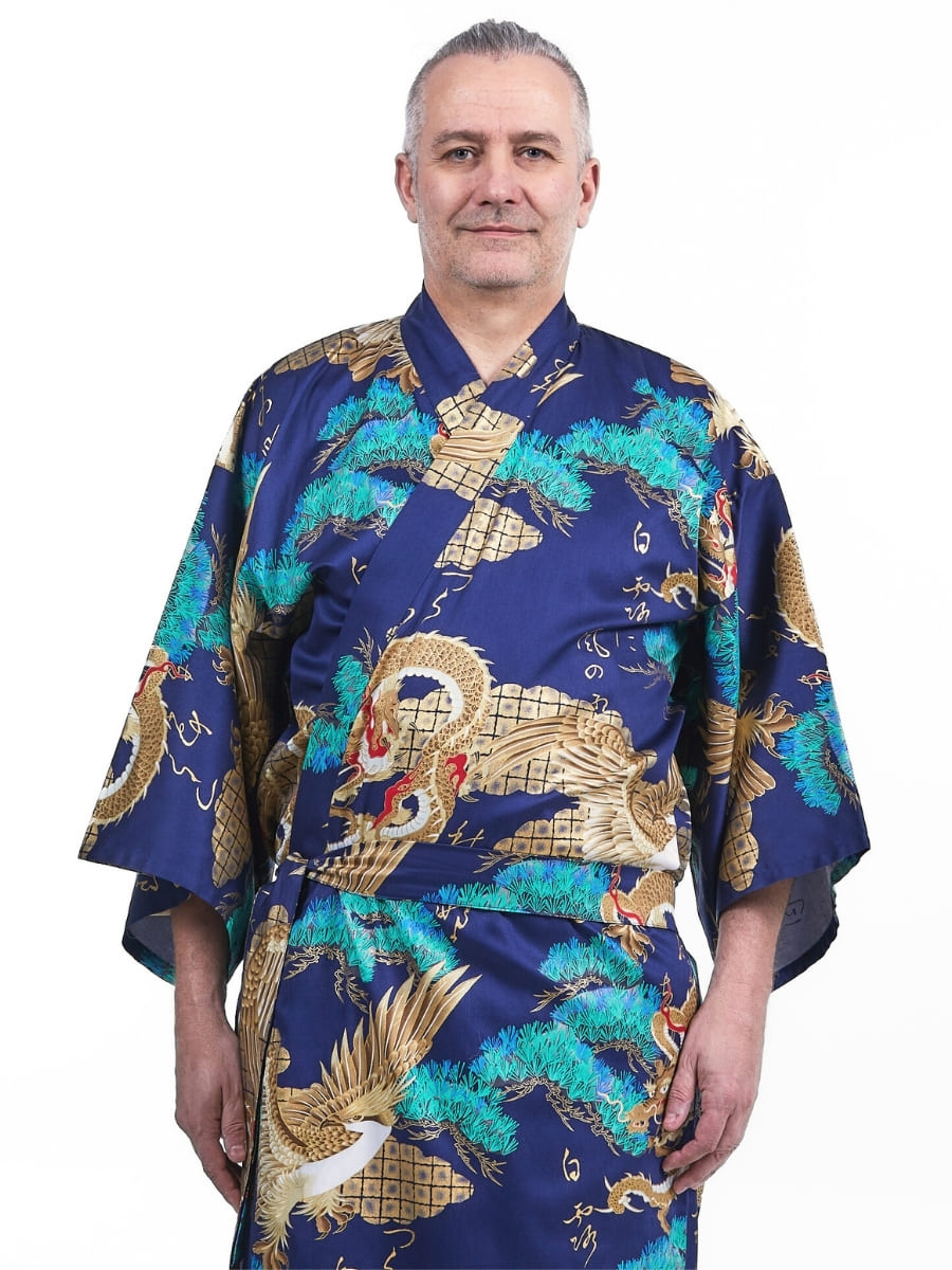 Kimono da uomo giapponese Ryū to Washi - Taglia unica
