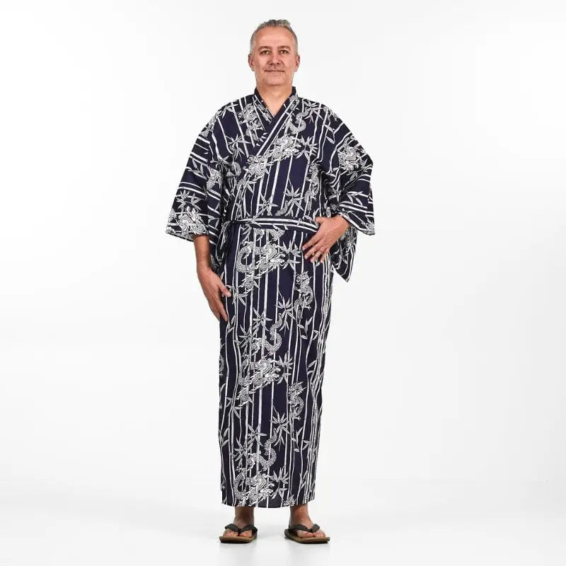 Kimono Yukata da uomo in bambù e drago - S