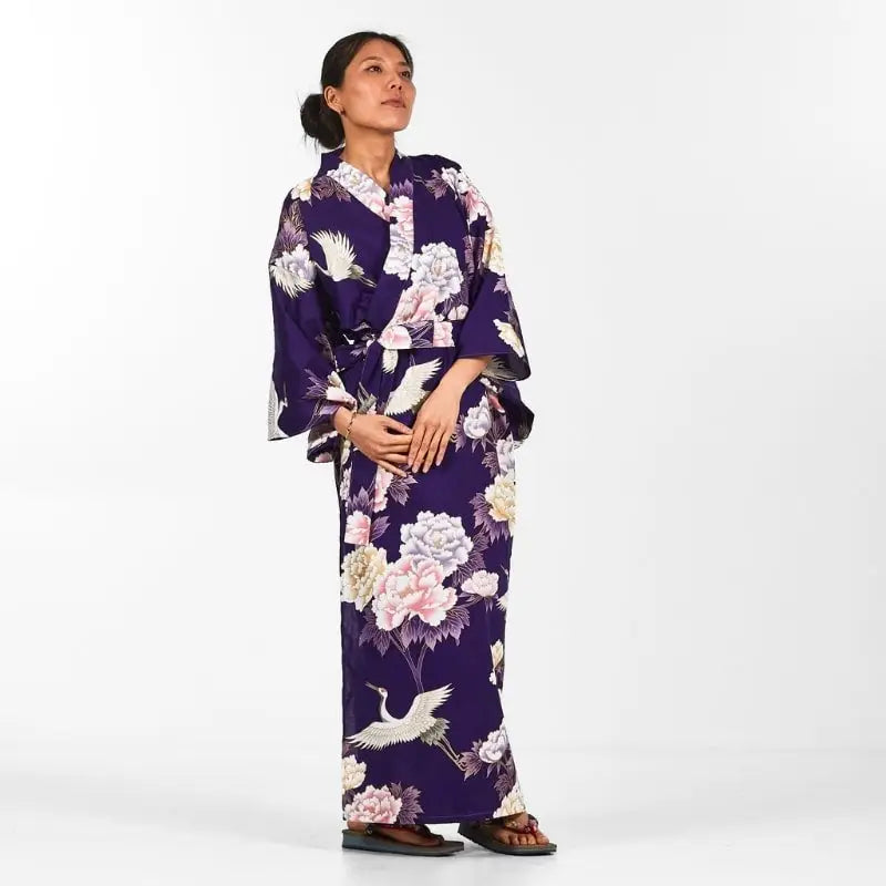 Kimono giapponese Botan to Tsuru da donna - Taglia unica