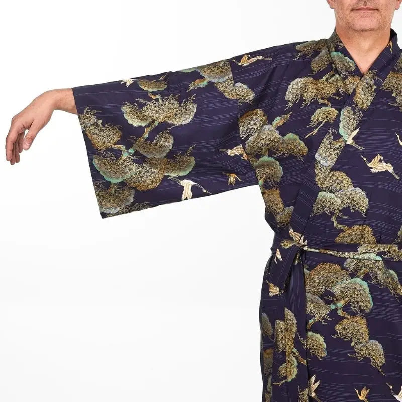 Kimono giapponese da uomo con gru e pini - Taglia unica