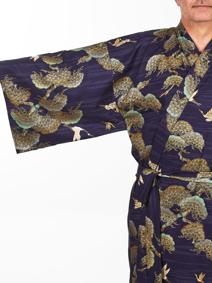 Kimono Giapponese Da Uomo - Gru E Pino - Taglia unica