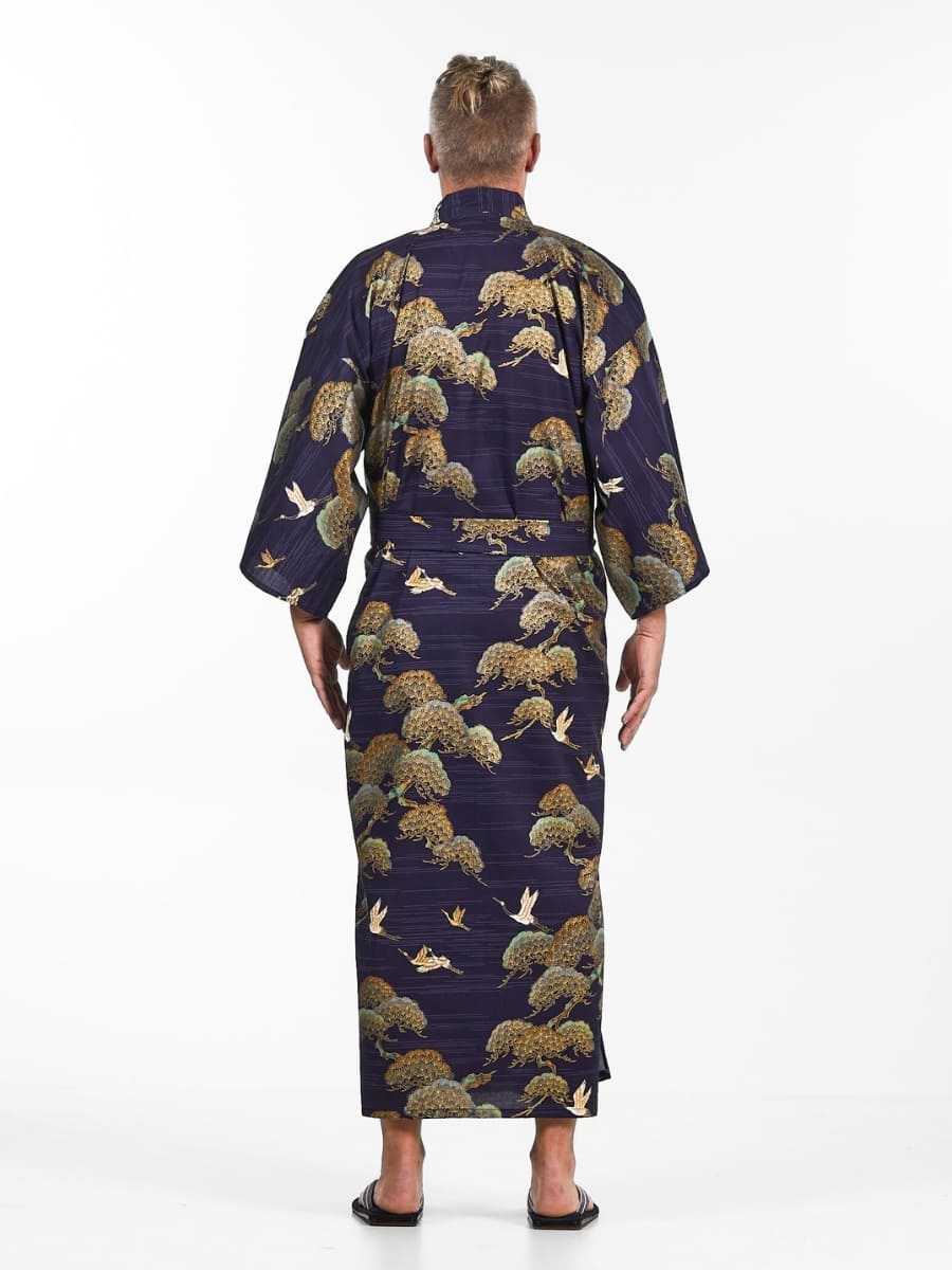 Kimono Giapponese Da Uomo - Gru E Pino - Taglia unica