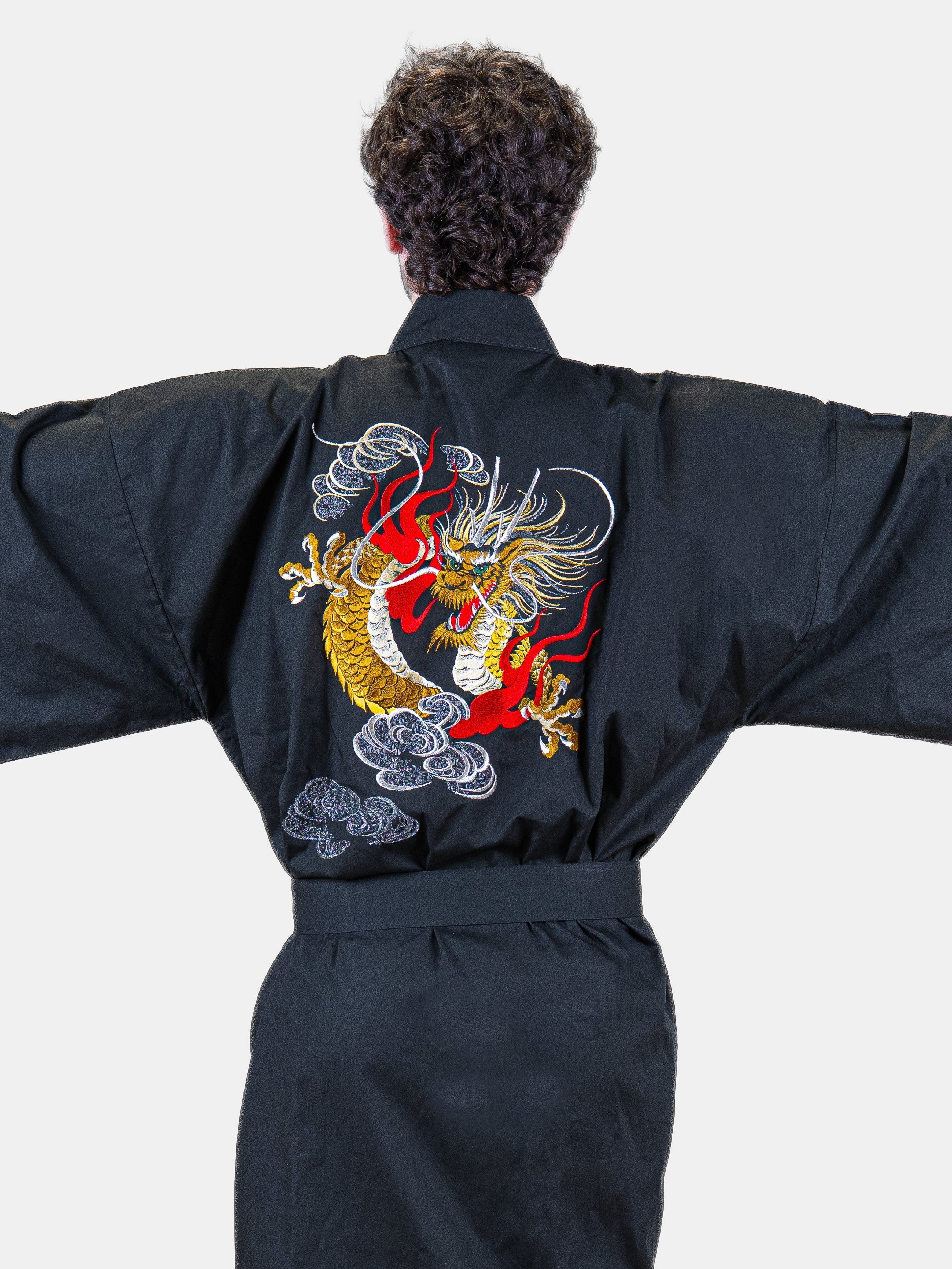Kimono Happi da Uomo Oversize – Drago Ricamato