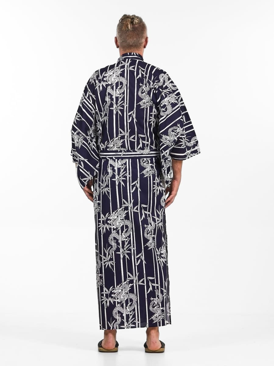 Kimono Yukata In Bambù E Drago Da Uomo