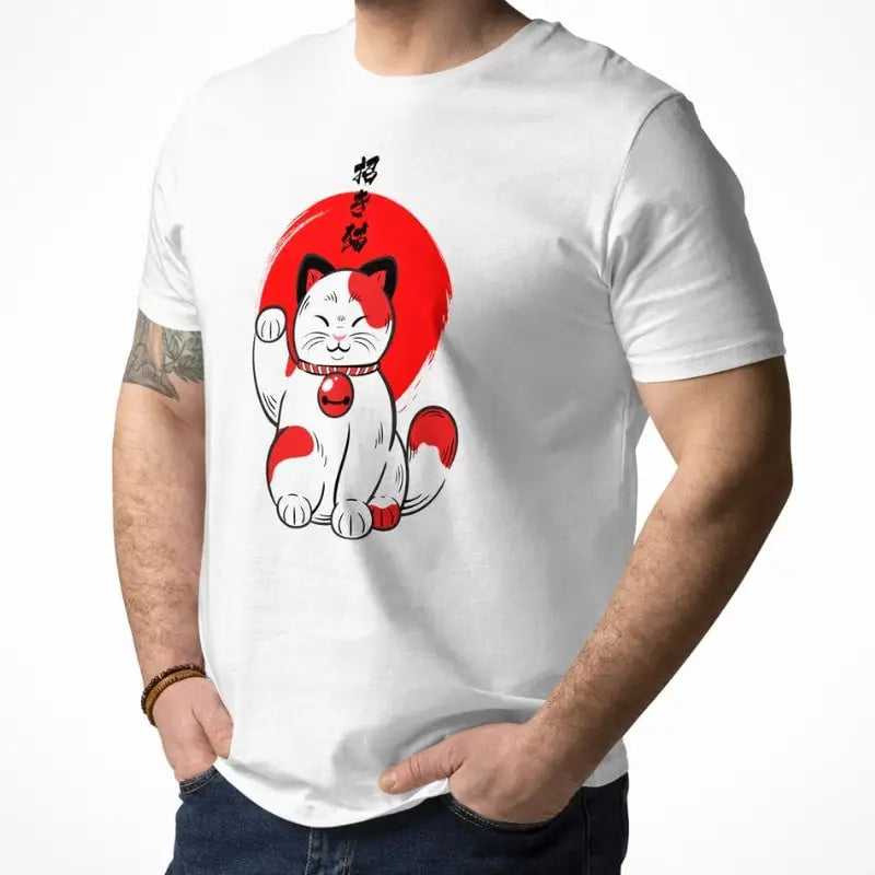 Maglietta con gatto giapponese fortunato