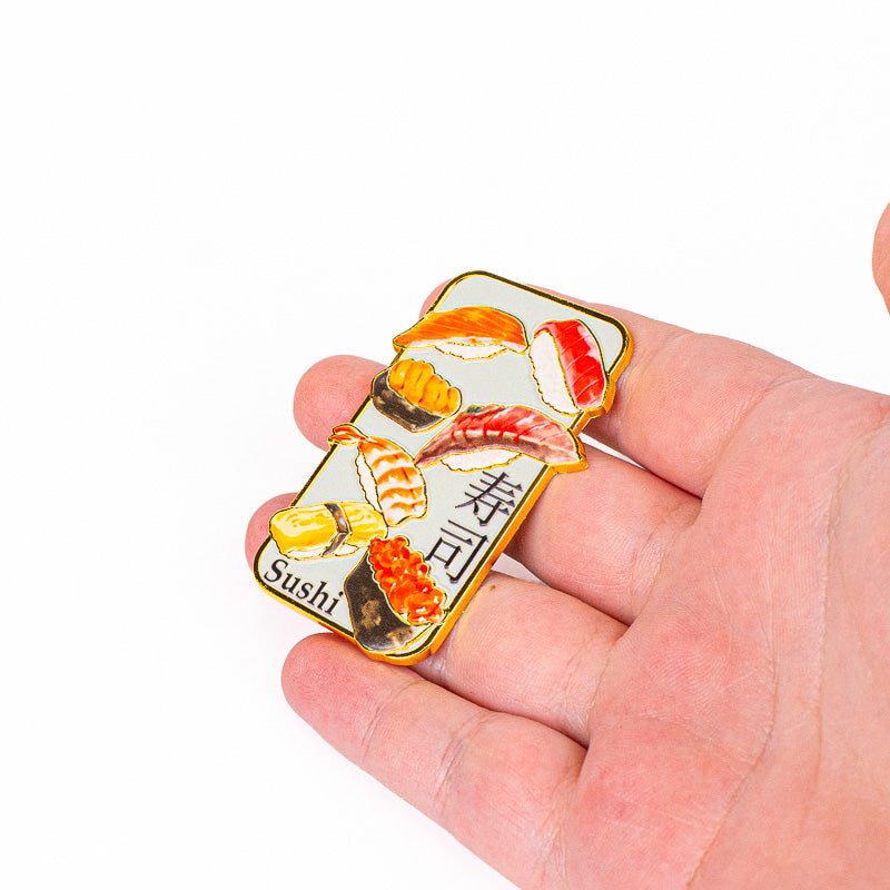 Magnete giapponese in metallo con motivo a sushi