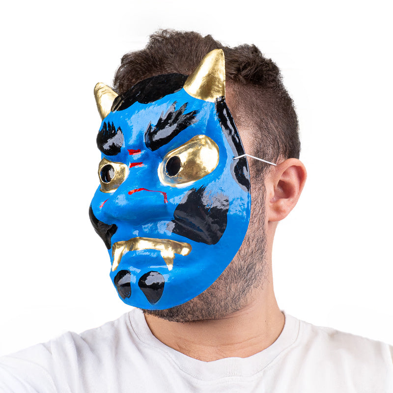 Maschera Oni Giapponese in Cartapesta - Blu