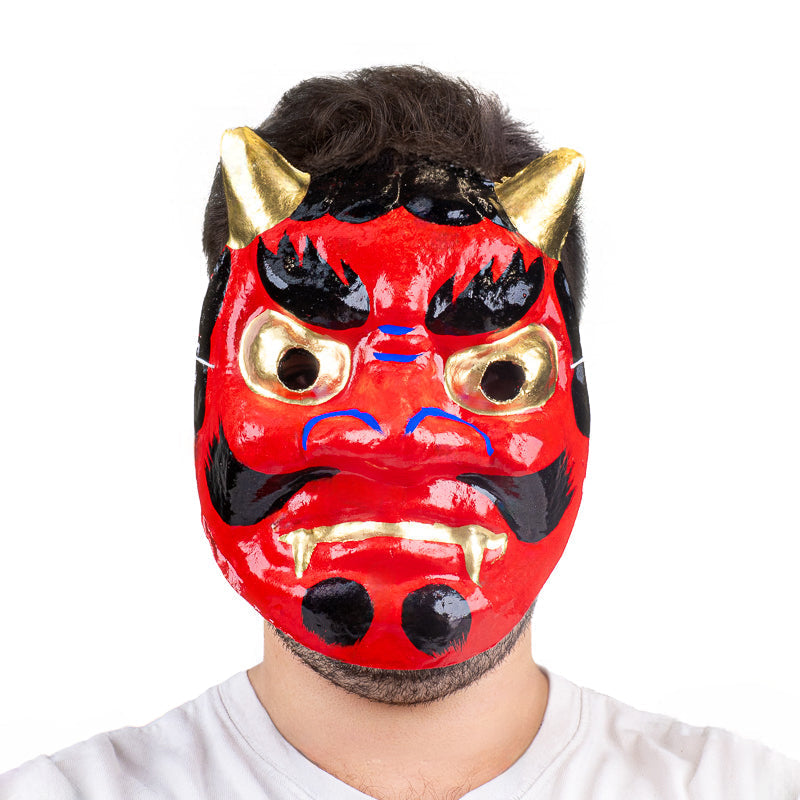 Maschera Oni Giapponese in Cartapesta - Rossa